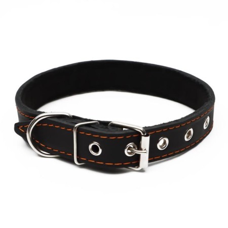 Leather collar on synthetic winterizer, decorated, 55 x 2.5 cm, Osh 35-45 cm, black-1