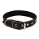 Leather collar on synthetic winterizer, decorated, 55 x 2.5 cm, Osh 35-45 cm, black