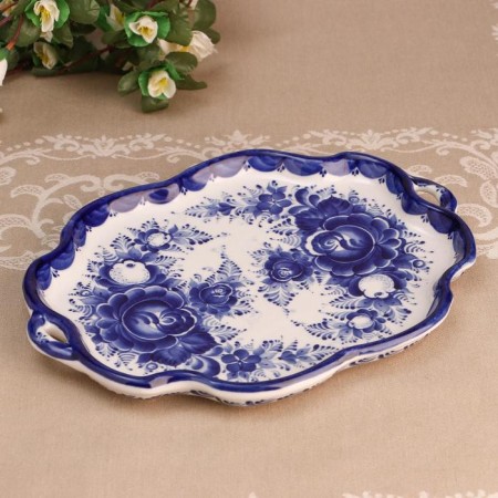 Track "Flower", with handles, 21 × 28 × 2 cm, gzhel-6