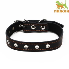 Leather collar on synthetic winterizer, dimensionless, 54 x 2.5 cm, Osh 19-47 cm, black