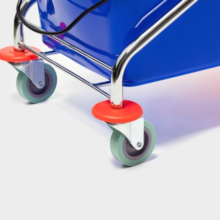 Cleaning trolley with vertical spin, two buckets of 25 liters, on wheels, chrome frame-1