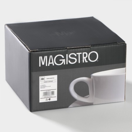 Set of Porcelain Magistro Basic Bistro, 4 objects: 2 cups 200 ml, 2 saucers d = 15 cm, white color-8