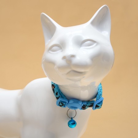 Koshachi collar "Leopard", with a tambourine, 30 x 1 cm, polyester, blue-2