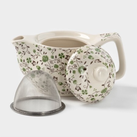 Keramic teapot “Vignettes”, 350 ml, metal sieve, green color-1