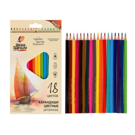 Color pencils 18 colors "School of Creativity", three -sided