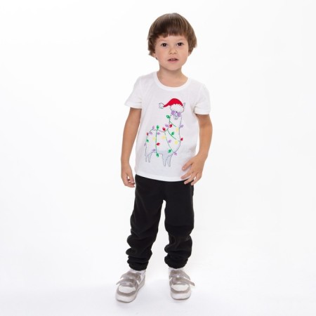 Children's T -shirt, milk/llama, height 98 cm-2