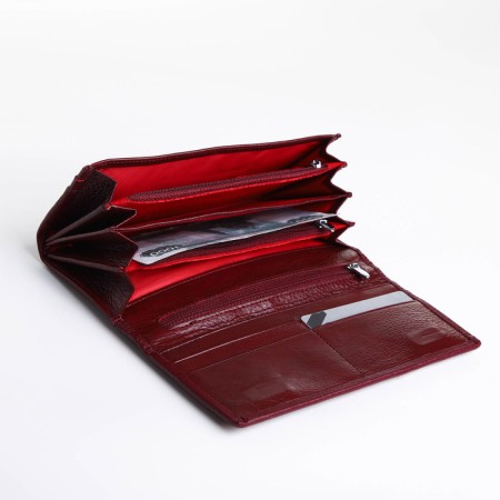 Women's wallet on a magnet, burgundy color-3