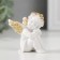 Souvenir Polystone "angel with the head on the knees sits" white with gold 4.5x3.2x4.5 cm