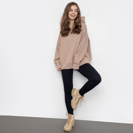 Female leggings with fur, black color, size 42-1