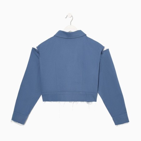 Women's shirt shortened with cuts Mist: Denim R.46, Blue-10