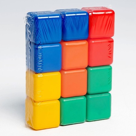 Set of colored cubes, 12 pieces, 4 x 4 cm-6