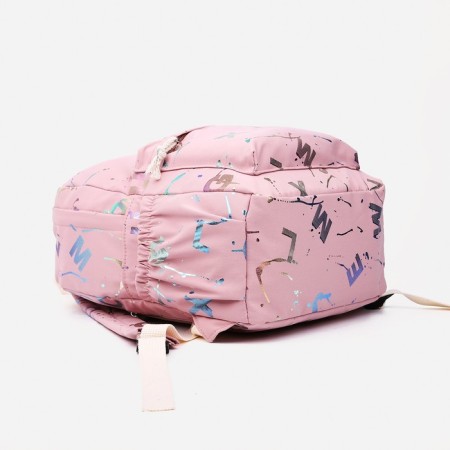Young backpack from textiles on lightning, 3 pockets, pink color-4