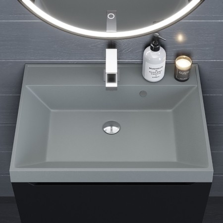 Sink uperwood Classic quartz 60 cm, quartz, gray matte, platinum-2