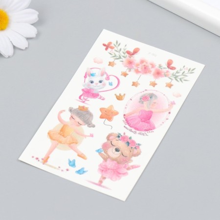 Tattoo on the body color "Ballerins with animals" sequins 12x7.5 cm-1