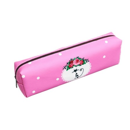 School "cat", on a zipper, pink