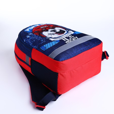 Baby backpack on a zipper, a reflective strip, blue/red color-2