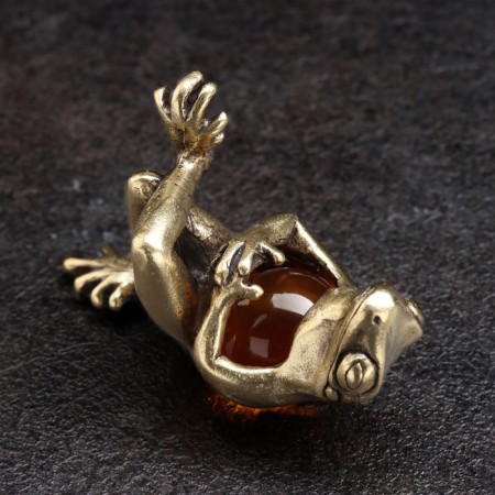 Souvenir "Frog Fool", Brass, Amber-1