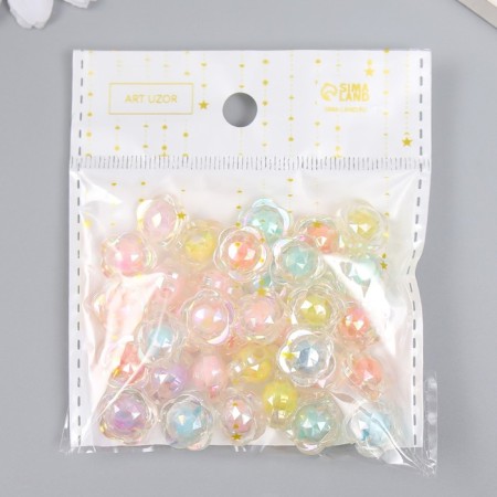 Plastic beads "Flower with faces - the internal color of the assorted" mix 20 g 1.2x1.2x0.7 cm-2