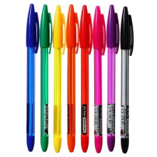 Set of ballpoint pens 8 colors, plain color of the case, in the blister