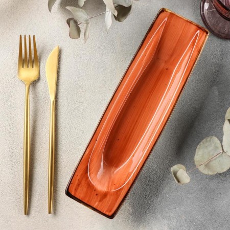 Ceramic serving dish "sapphire", 26 × 7.5 × 3.5 cm, orange color-1