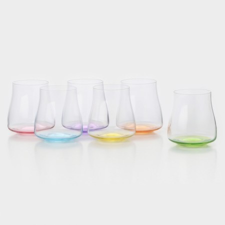 Set of glass glasses Rainbow Fresh, 350 ml, decor, 6 pcs