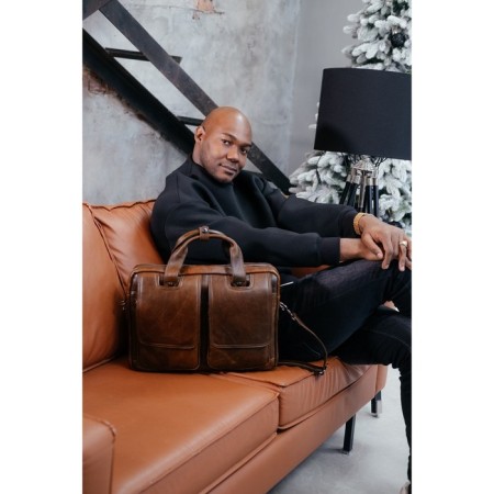 Male portfolio, genuine leather de-gosa brown, 42x9x32 cm-4