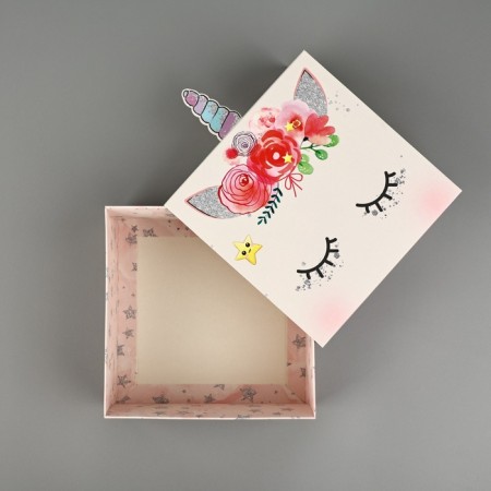 Gift folding box, packaging, “unicorn”, 15 x 15 x 8 cm-4