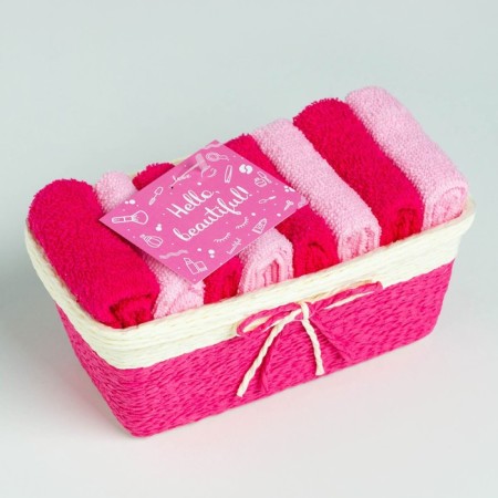 A set of terry decorative napkins Ethel Beautiful, 30 × 30 cm - 8 pcs, fuchsia, 100% cotton-5