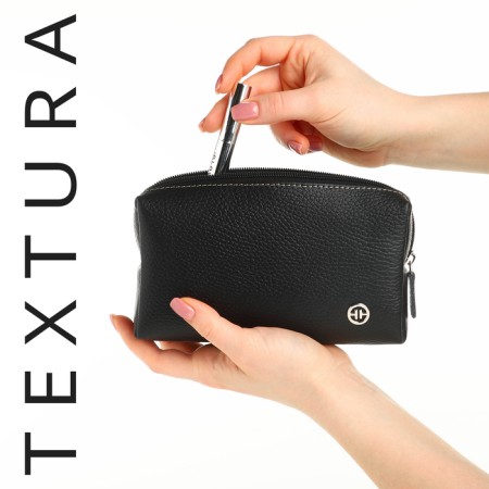 Lightning cosmetic bag, Textura, black color