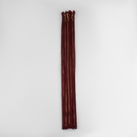 Metal zipper, No. 3, non -proceeding, automatic lock, 60 cm, burgundy/gold color-3