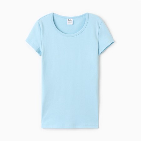 T-shirt female o-shaped neckline, color light blue, size 48