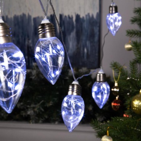 Garland “thread” 3 m with nozzles “drop bulbs”, IP20, transparent thread, 80 LED, white glow, 8 modes, 220 V