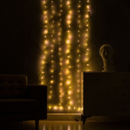 Girland "Star Sky" 1 × 5 m dew, IP44, UMS, silver thread, 300 LED, glow warm white-3