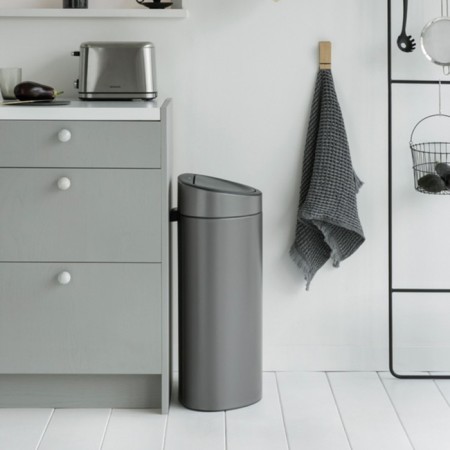 Garbage bucket Brabantia Touch Bin New, Platinum color, 40 liters-3