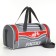 Sports bag, 3 parts on zippers, external pocket, gray/red color