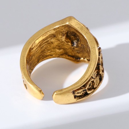 Ring "Right" Skull with flowers, color black gold, dimensionless-2