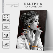 Picture on numbers on canvas with a subframe 