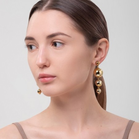 Hanging earrings "LUNUS", color gold, 6.5 cm-4