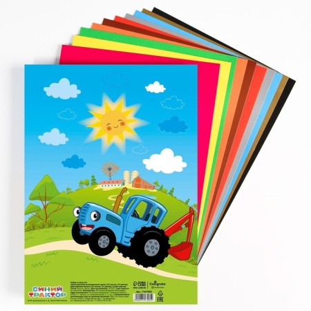 Set "Blue Tractor" A4: 10 liters of color unilateral cardboard + 16l color bilateral paper-1
