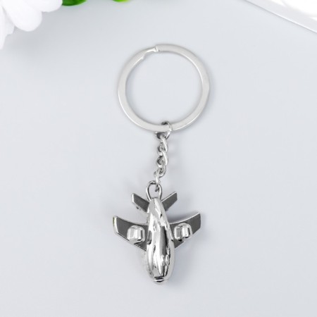 Metal key "plane" silver 6 cm-3