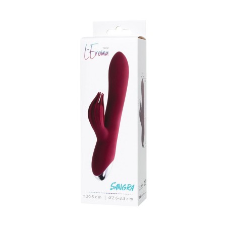 Vibrator with clitoral stimulant L’Eroina by Toyfa Sangra, silicone, burgundy, 20.5 cm-6