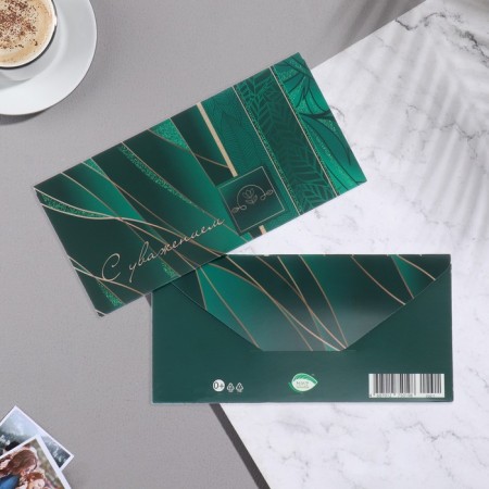 Envenue for money "Sincerely!" Congrev, glitter, green color, 17x8 cm-1