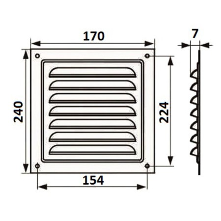 Ventilation grate Zein luxury RM1724Z, 170 x 240 mm, with a grid, metal, gold-6