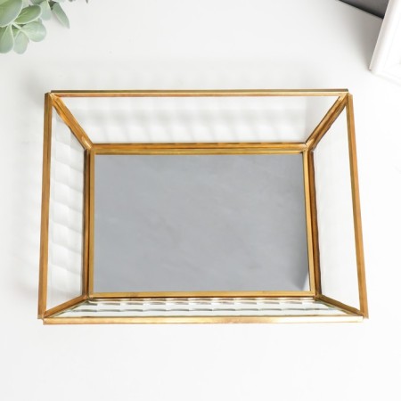 Standing interior glass with a mirror rectangular "wave" 4x16x21 cm-1