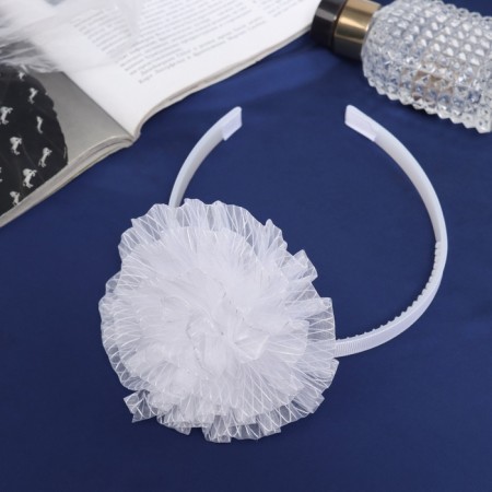 Hair cap "Schoolgirl" a cloud strip, d 10 cm, white