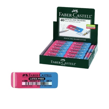 Lastik Faber-Castell rubber 7070, 50 x 18 x 8, two-sided for pencils and ink, red-blue-3