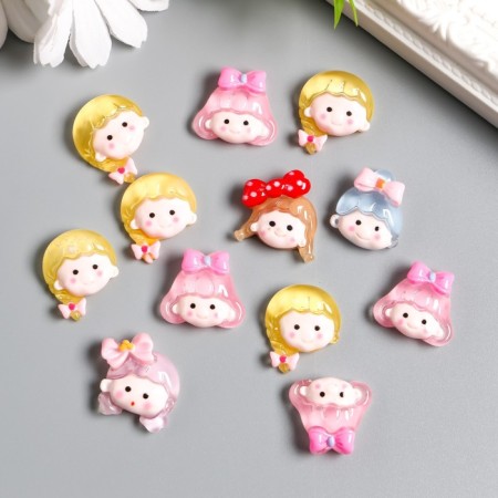 Decor for creativity plastic "Baby with a bow" set of 12 pcs mix 1.8x2.2x0.7 cm