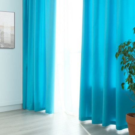 Curtain curtain "Ethel" width 200 cm, height 250 cm, turquoise color, matte