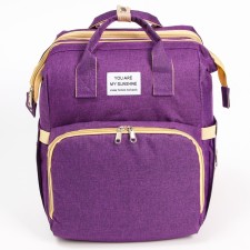 Bag backpack for mom and baby with a changing rug, purple color