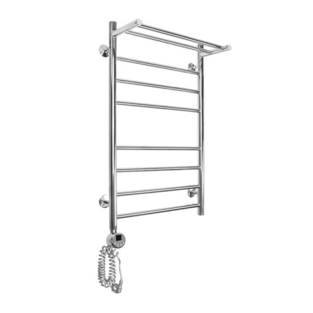 Domoterm electric heated towel rail "Medea" P8, 500x800 mm, with a shelf, left, chrome